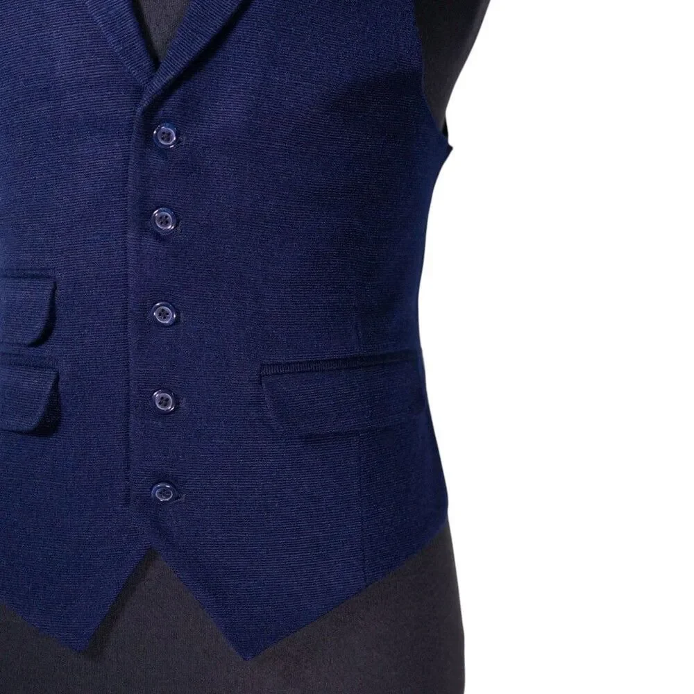 Mens Navy Blue Vest 40R Wool Corduroy Waistcoat Preppy Casual Formal Wedding